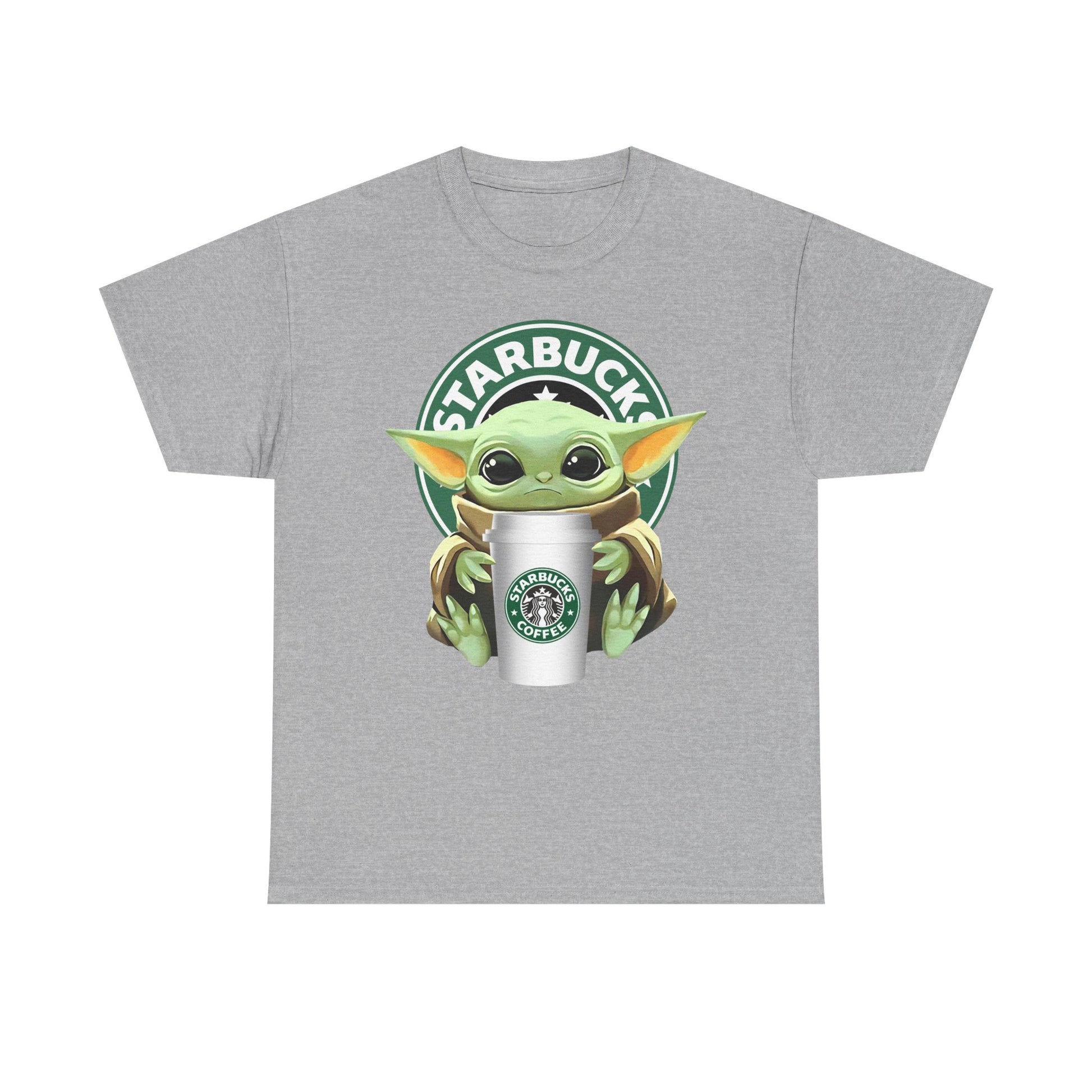 Cute Baby Yoda-Inspired Unisex Tee, Star Wars Shirt, Coffee Lover Gift, Geeky Apparel, Everyday Comfort Tee