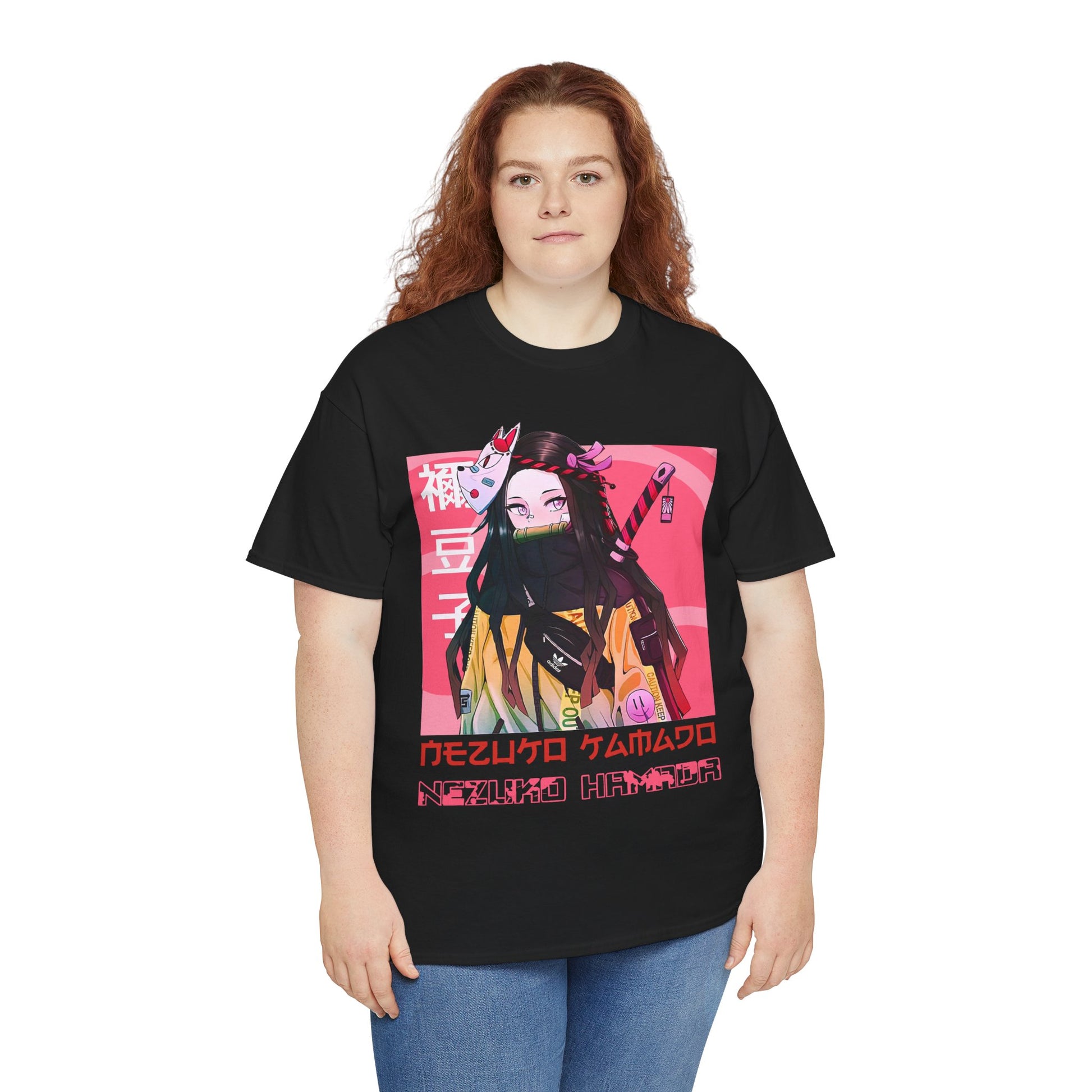 Nezuko Anime Art Unisex Heavy Cotton Tee, Manga-inspired T-shirt, Gift for Anime Lovers, Cosplay Apparel, Streetwear Top, Casual Wear