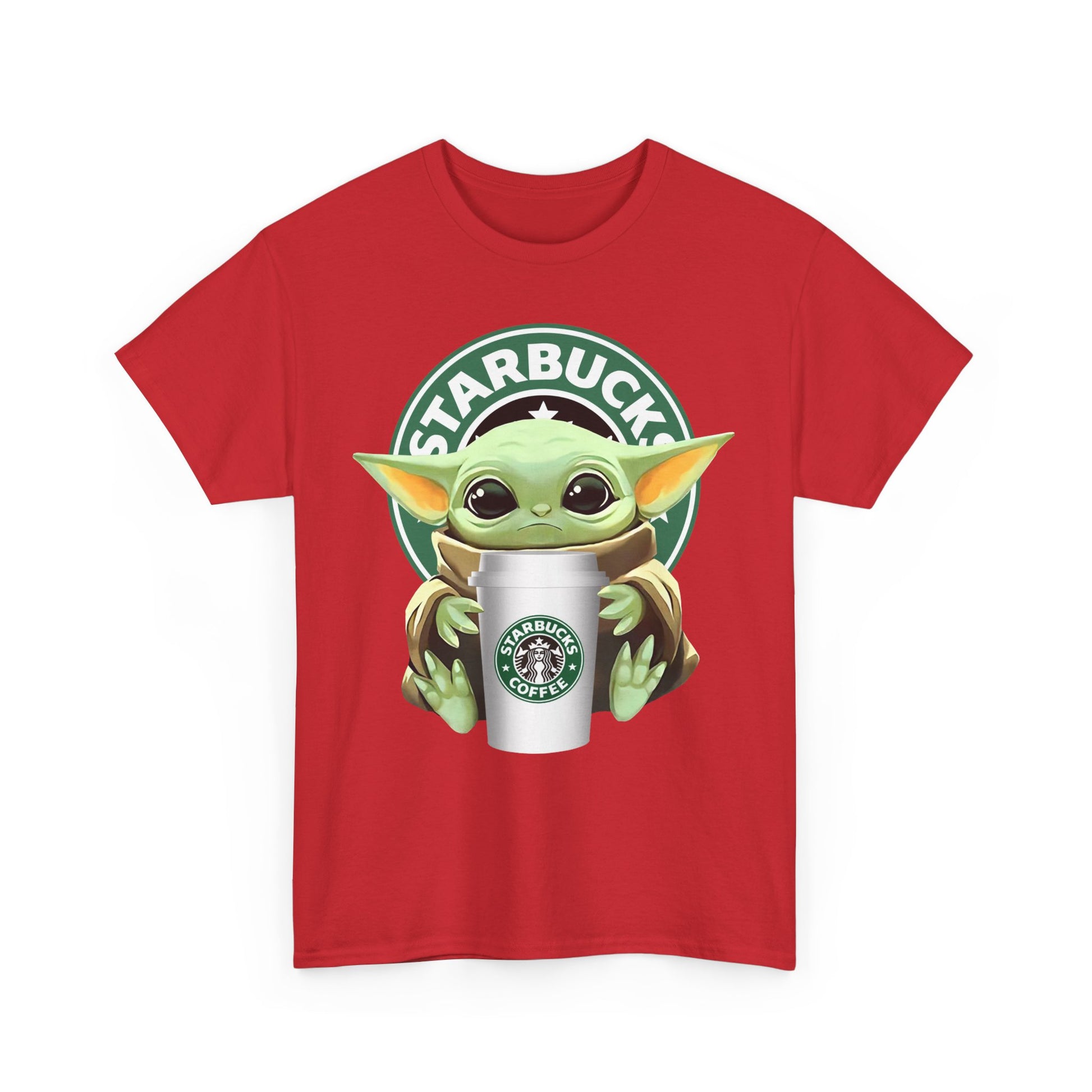 Cute Baby Yoda-Inspired Unisex Tee, Star Wars Shirt, Coffee Lover Gift, Geeky Apparel, Everyday Comfort Tee