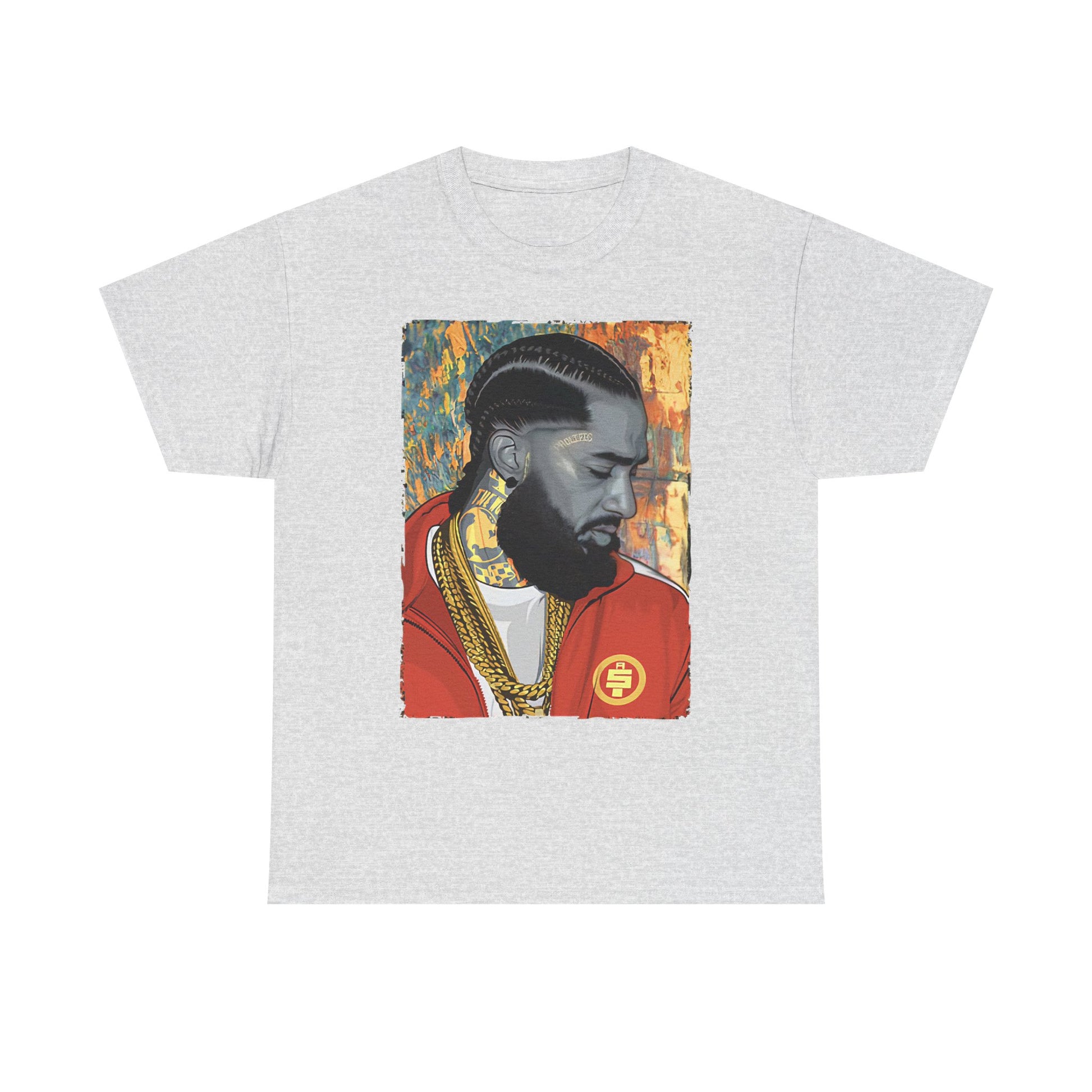 Nipsey Hussle Nostalgic Tribute Tee: Unisex Heavy Cotton Tee with Artistic Graphic, Streetwear Style, Hip Hop Apparel, Gift for Fans, Music Lover Tee