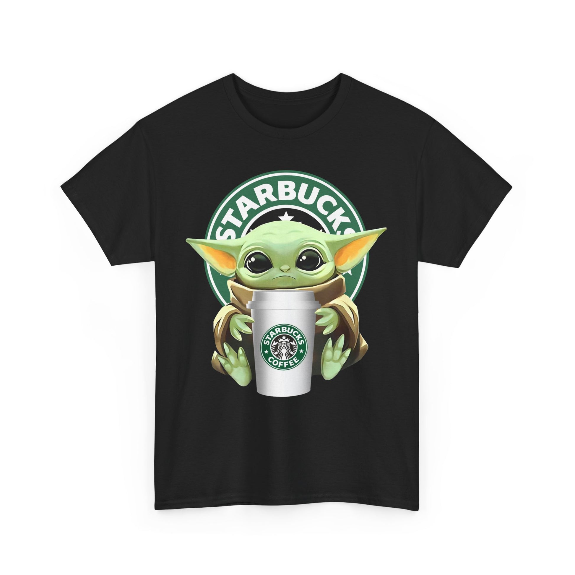 Cute Baby Yoda-Inspired Unisex Tee, Star Wars Shirt, Coffee Lover Gift, Geeky Apparel, Everyday Comfort Tee