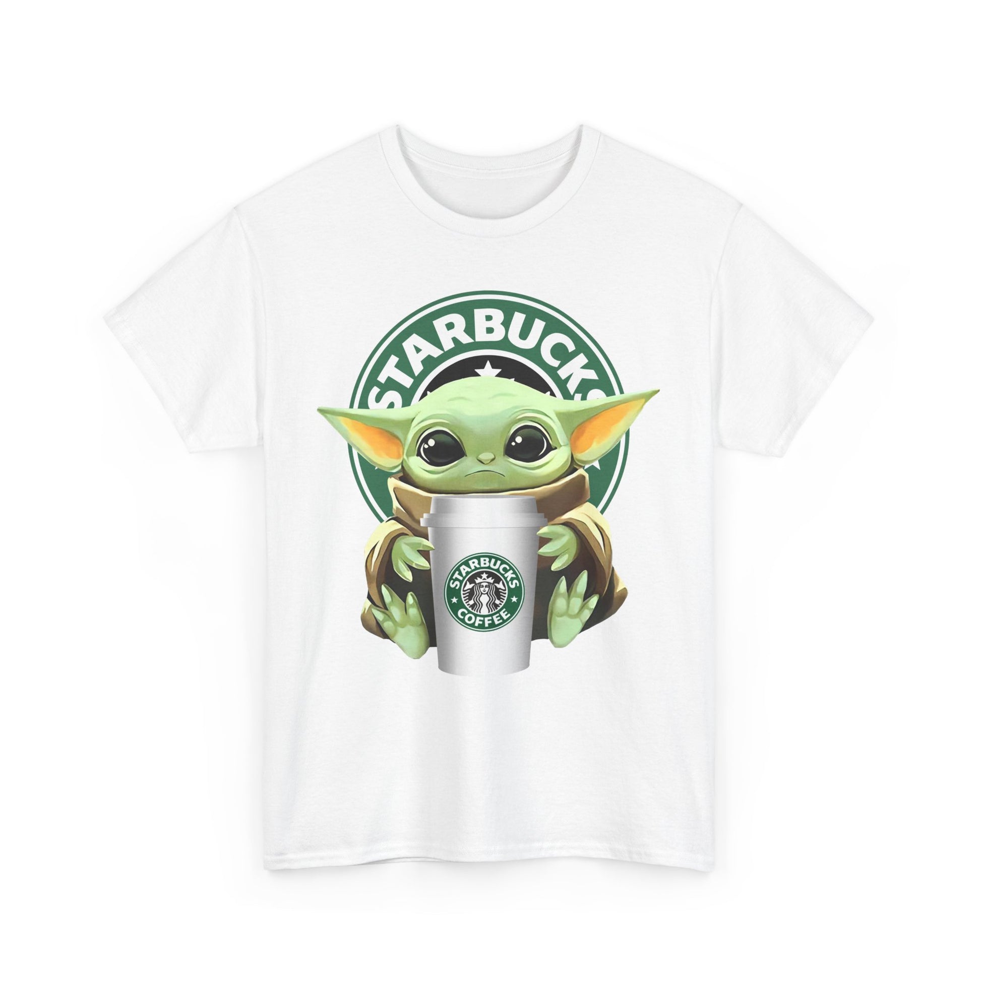 Cute Baby Yoda-Inspired Unisex Tee, Star Wars Shirt, Coffee Lover Gift, Geeky Apparel, Everyday Comfort Tee