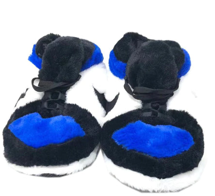 Unisex Sneaker-Style Plush Home Slippers – Royal Blue (One Size Fits 6–11)