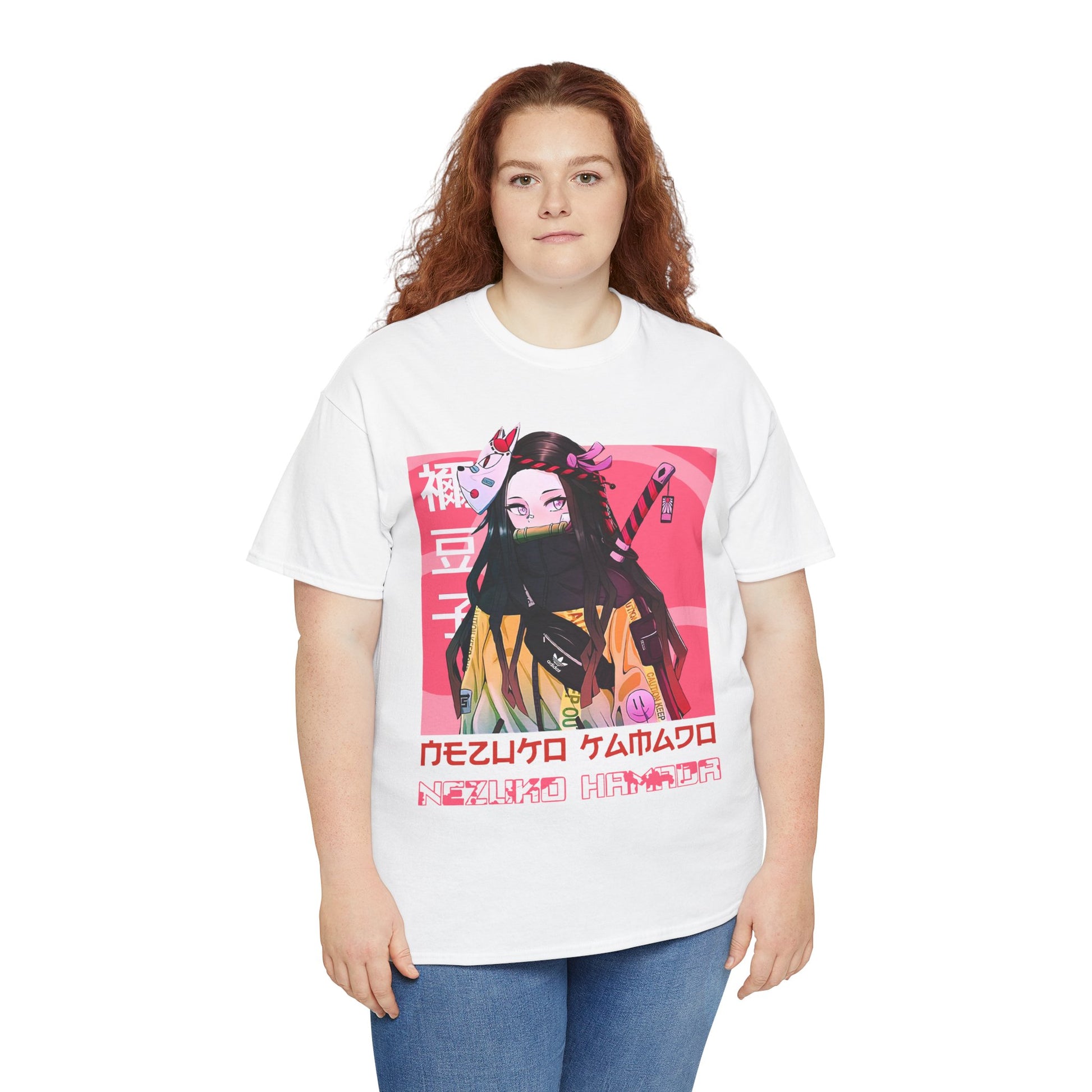 Nezuko Anime Art Unisex Heavy Cotton Tee, Manga-inspired T-shirt, Gift for Anime Lovers, Cosplay Apparel, Streetwear Top, Casual Wear