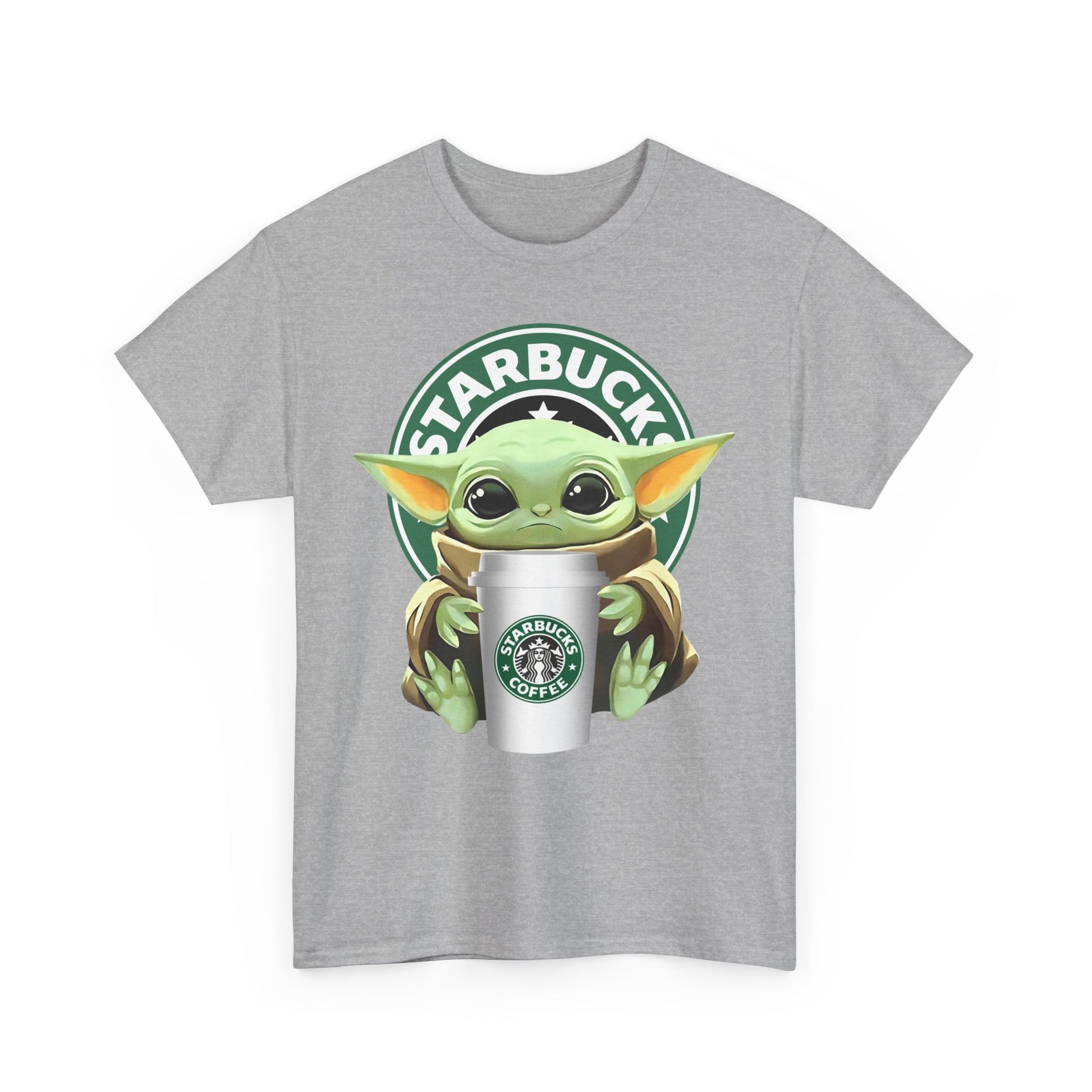Cute Baby Yoda-Inspired Unisex Tee, Star Wars Shirt, Coffee Lover Gift, Geeky Apparel, Everyday Comfort Tee
