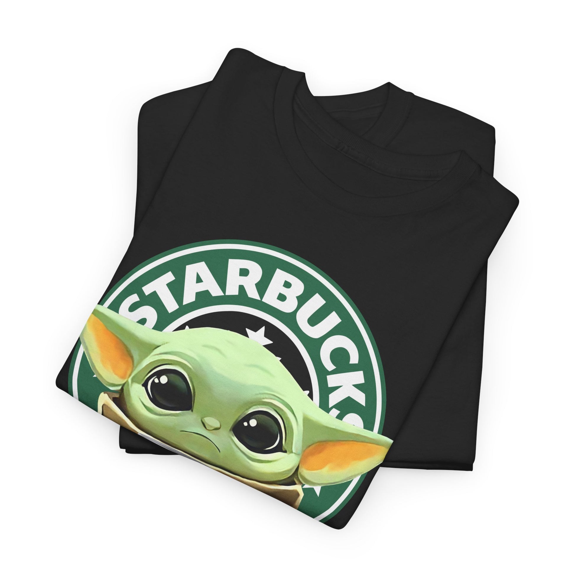 Cute Baby Yoda-Inspired Unisex Tee, Star Wars Shirt, Coffee Lover Gift, Geeky Apparel, Everyday Comfort Tee