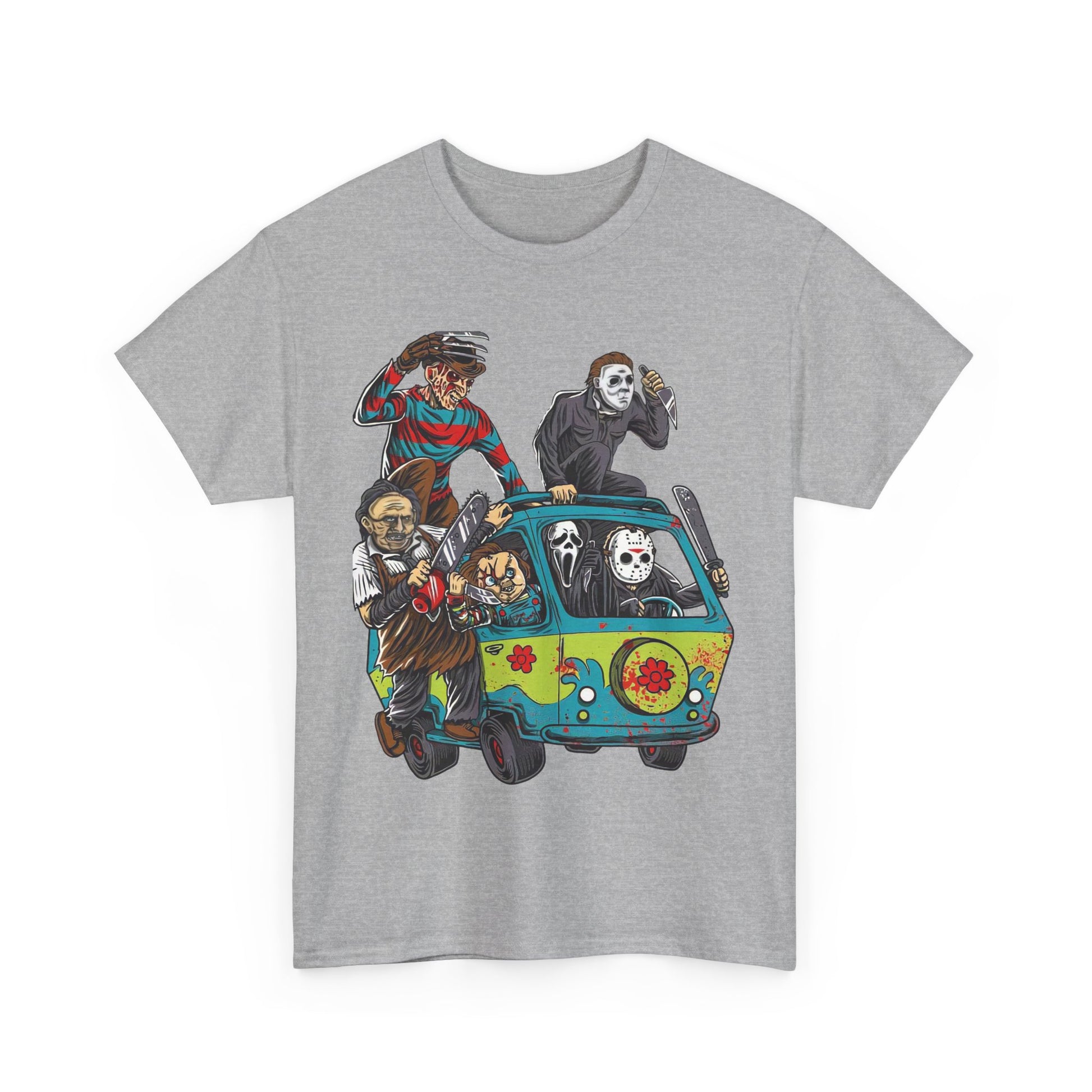 Horror Movie Character Tee, Fun Graphic T-Shirt, Unisex Cotton Shirt, Halloween Apparel, Scary Movie Fans Gift