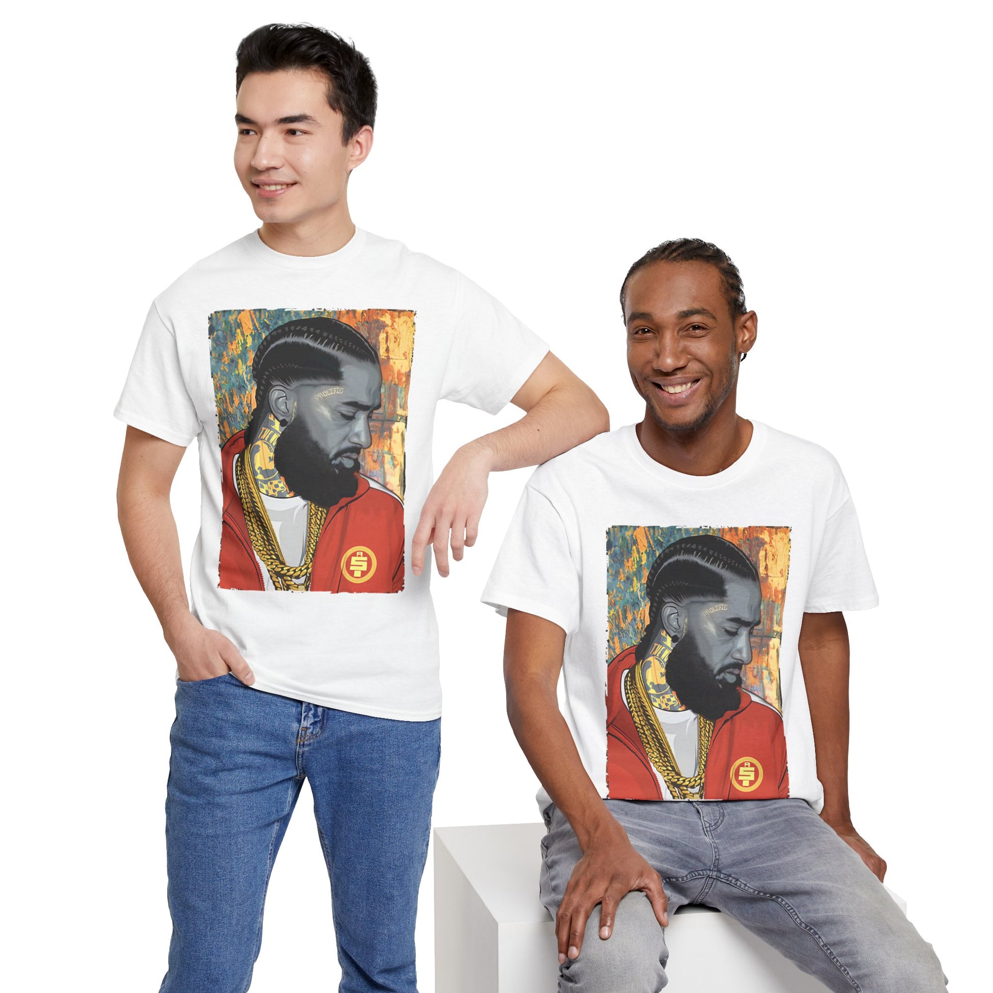 Nipsey Hussle Nostalgic Tribute Tee: Unisex Heavy Cotton Tee with Artistic Graphic, Streetwear Style, Hip Hop Apparel, Gift for Fans, Music Lover Tee