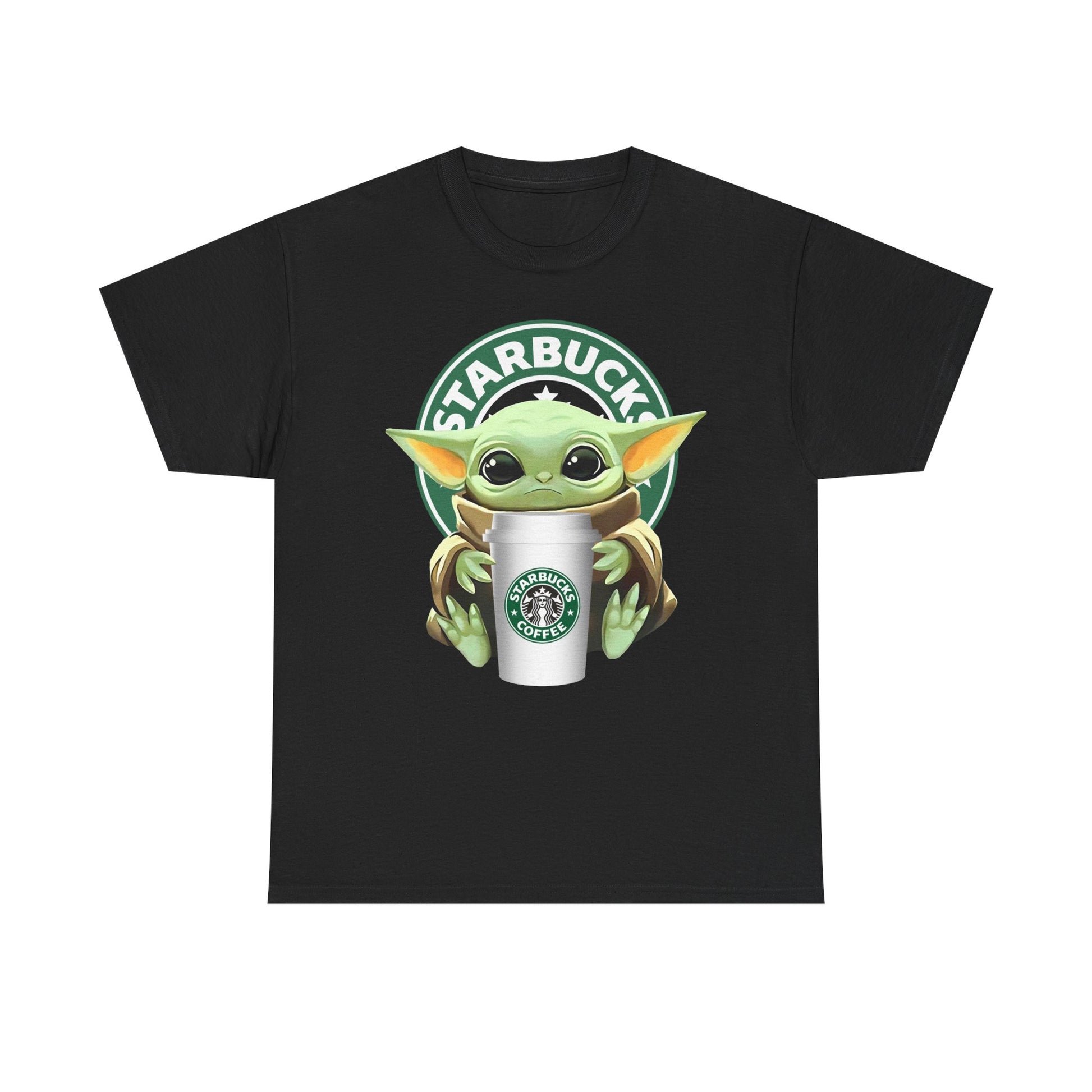 Cute Baby Yoda-Inspired Unisex Tee, Star Wars Shirt, Coffee Lover Gift, Geeky Apparel, Everyday Comfort Tee