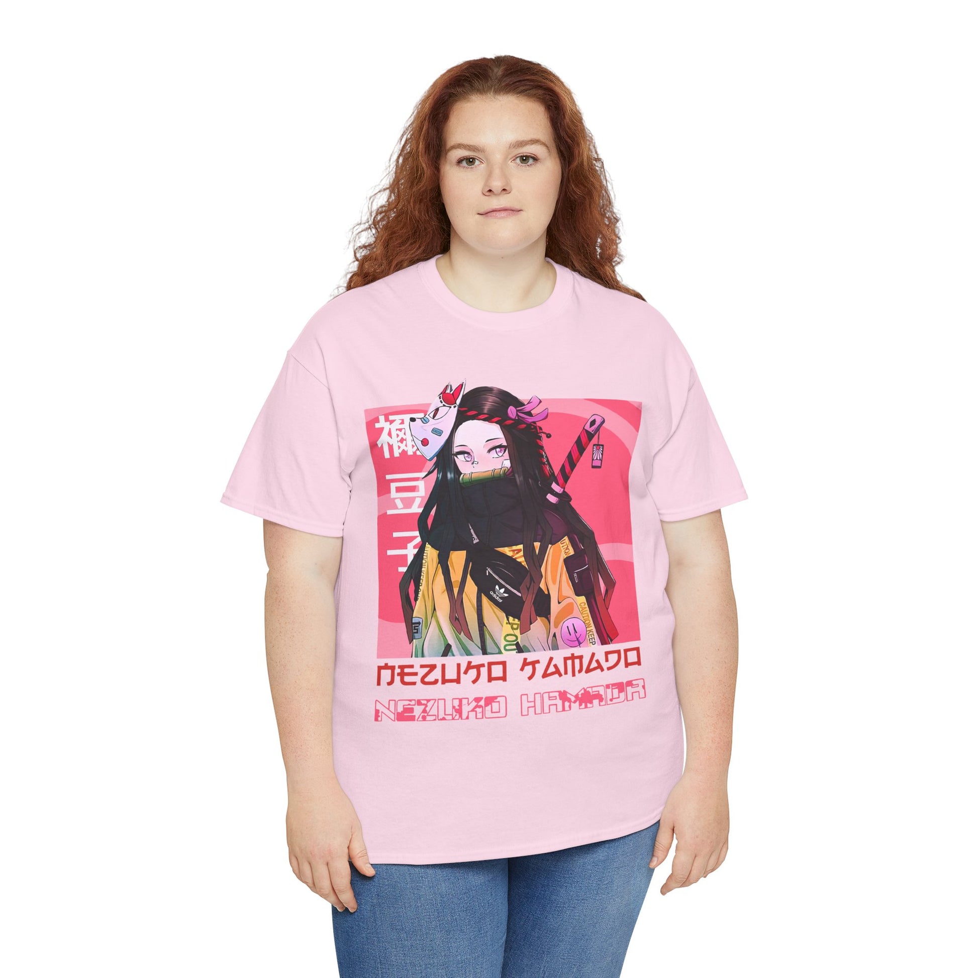 Nezuko Anime Art Unisex Heavy Cotton Tee, Manga-inspired T-shirt, Gift for Anime Lovers, Cosplay Apparel, Streetwear Top, Casual Wear