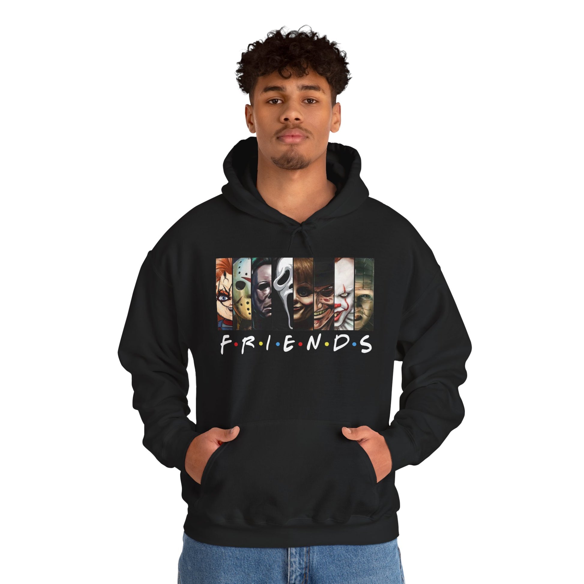 Halloween Friends Hoodie Featuring Iconic Friends Motif, Perfect for Casual Outings, Fall/Winter Wear, Gift for TV Show Lovers, Cozy Comfort
