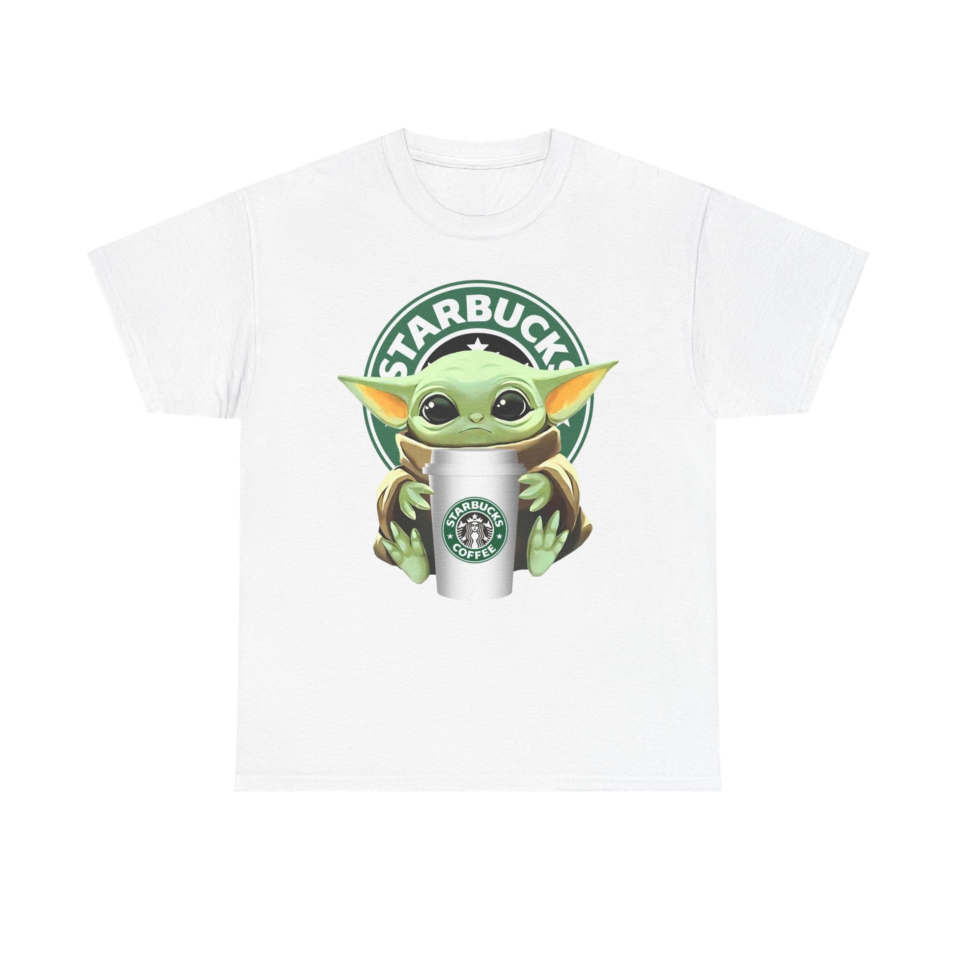 Cute Baby Yoda-Inspired Unisex Tee, Star Wars Shirt, Coffee Lover Gift, Geeky Apparel, Everyday Comfort Tee