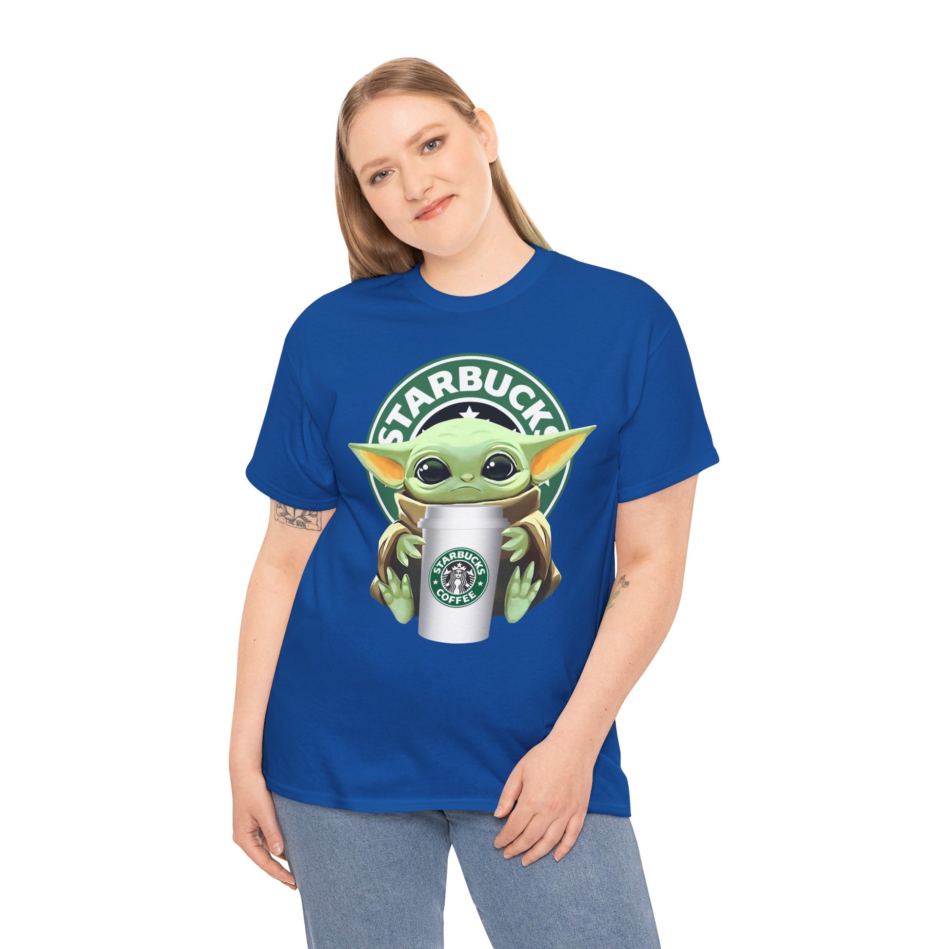 Cute Baby Yoda-Inspired Unisex Tee, Star Wars Shirt, Coffee Lover Gift, Geeky Apparel, Everyday Comfort Tee