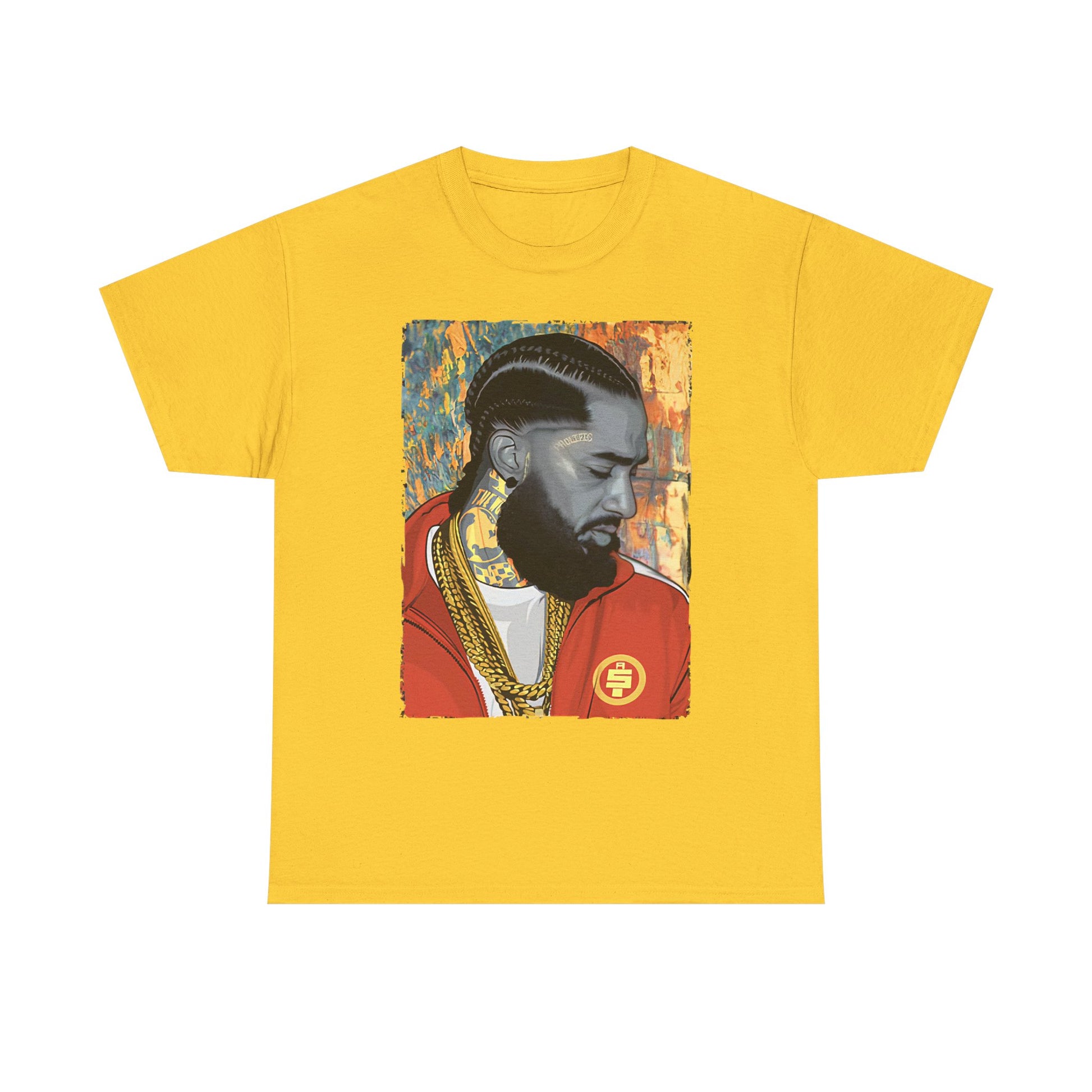 Nipsey Hussle Nostalgic Tribute Tee: Unisex Heavy Cotton Tee with Artistic Graphic, Streetwear Style, Hip Hop Apparel, Gift for Fans, Music Lover Tee