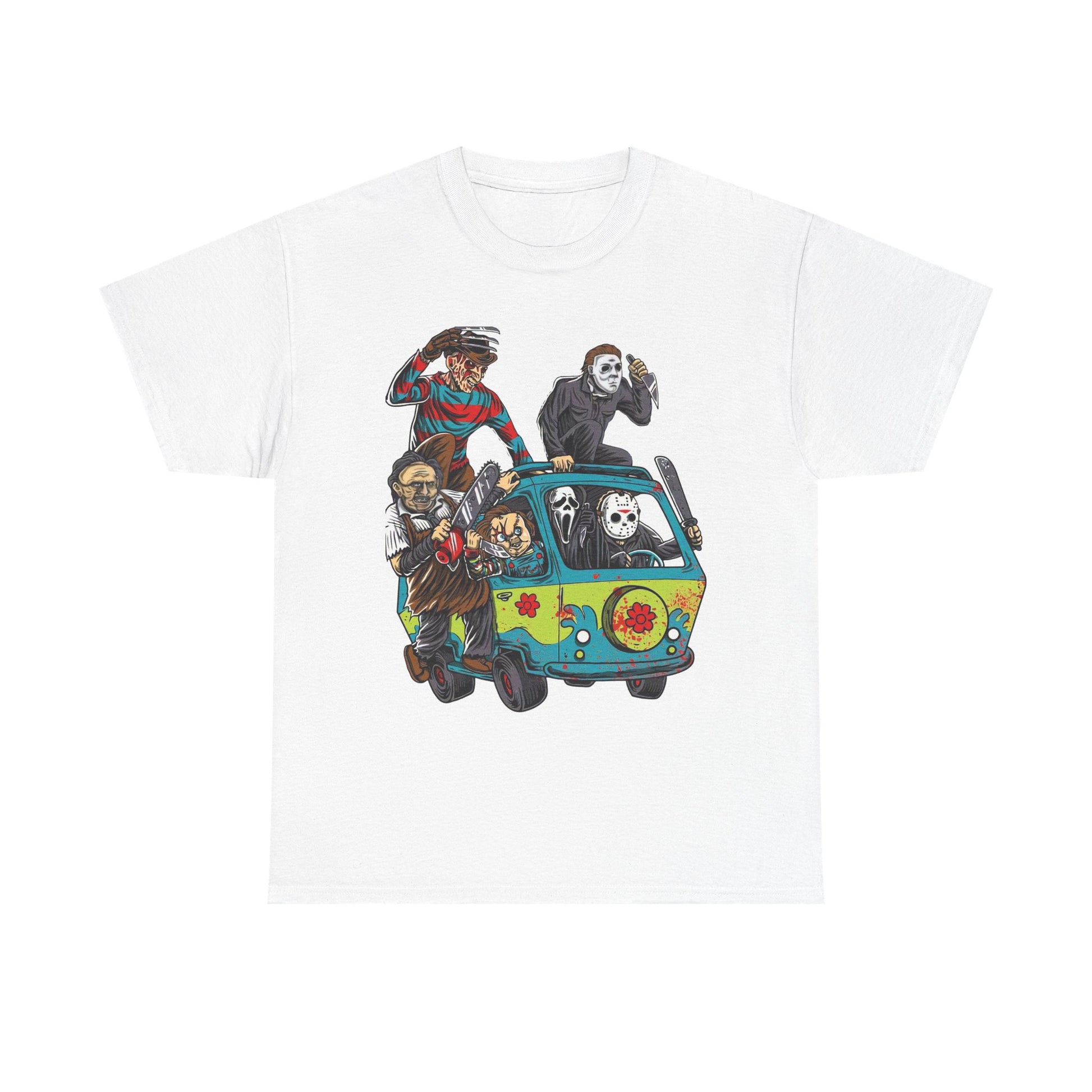 Horror Movie Character Tee, Fun Graphic T-Shirt, Unisex Cotton Shirt, Halloween Apparel, Scary Movie Fans Gift