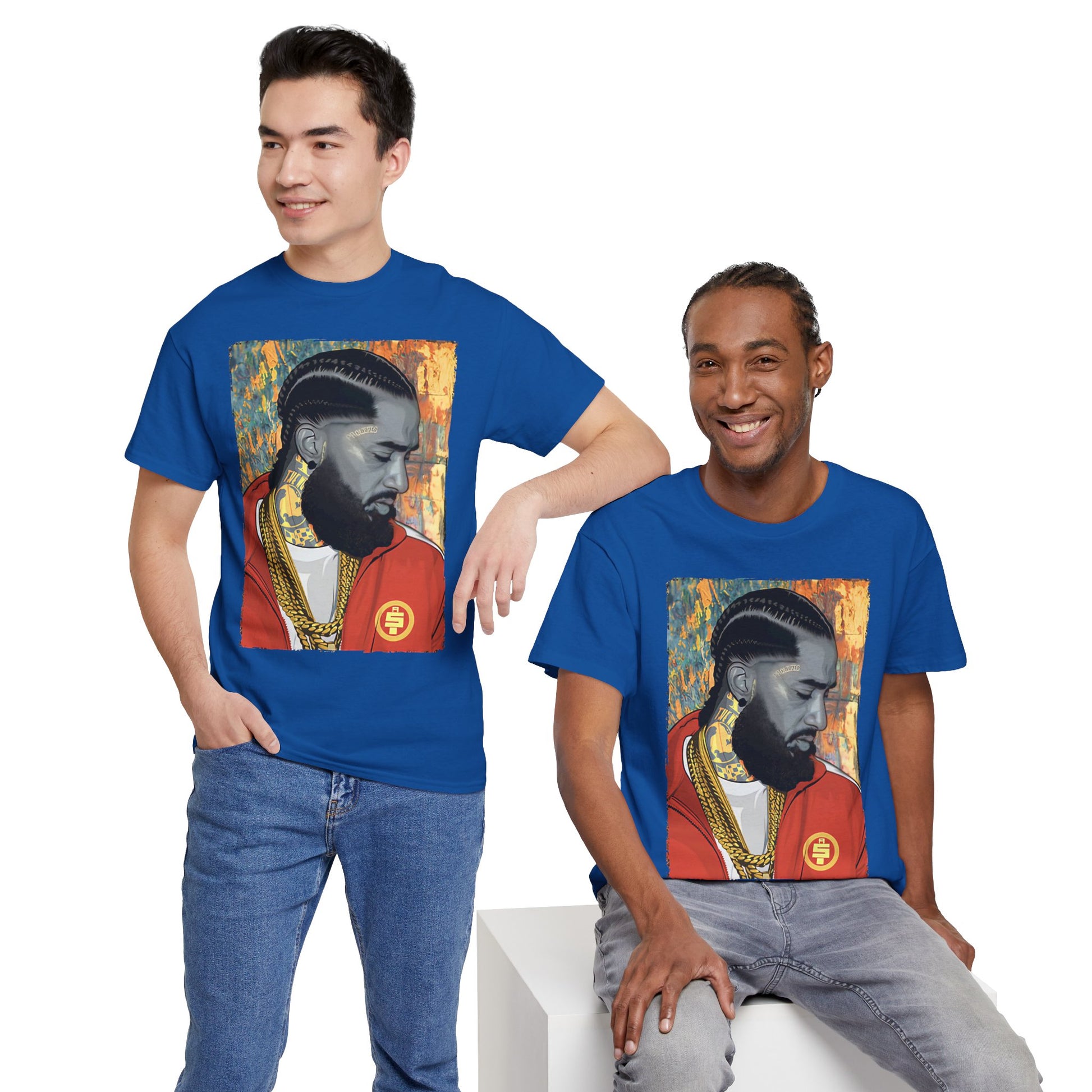 Nipsey Hussle Nostalgic Tribute Tee: Unisex Heavy Cotton Tee with Artistic Graphic, Streetwear Style, Hip Hop Apparel, Gift for Fans, Music Lover Tee