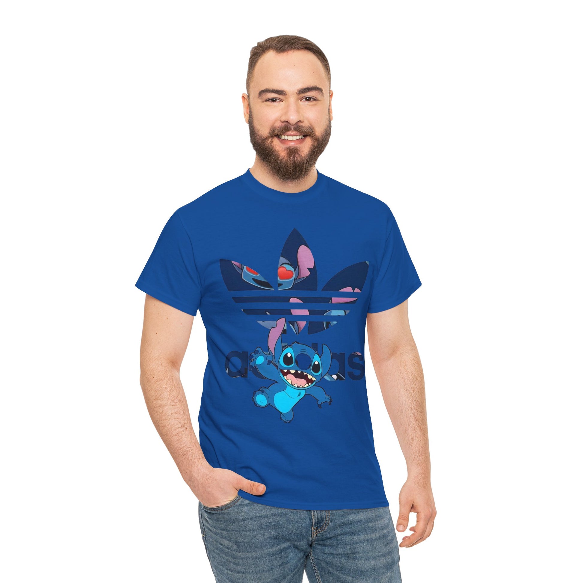 Stitch Unisex Heavy Cotton Tee, Cute Graphic Tees, Streetwear Style, Gift for Fans, Summer Casual Wear