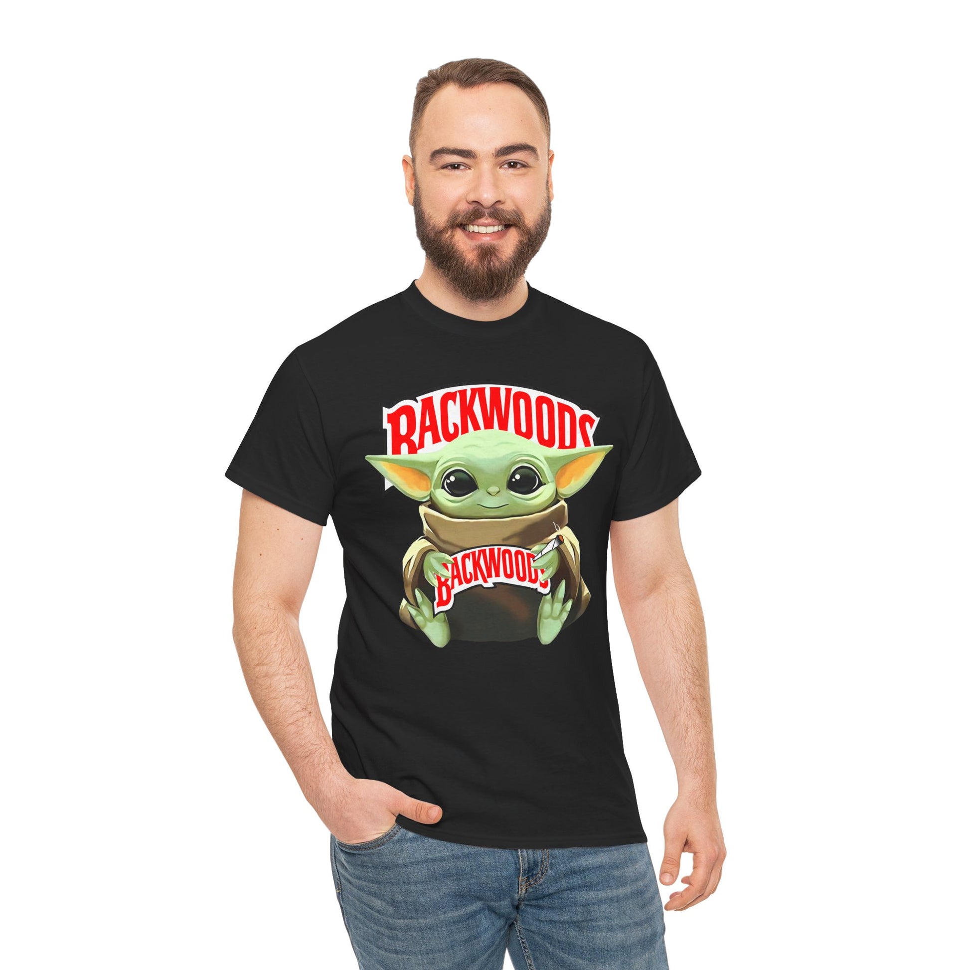 Cute Cartoon Graphic Tee, Baby Yoda Shirt, Unisex Heavy Cotton Tee, Casual Wear, Gift for Star Wars Fans, Fun Apparel, Everyday Style