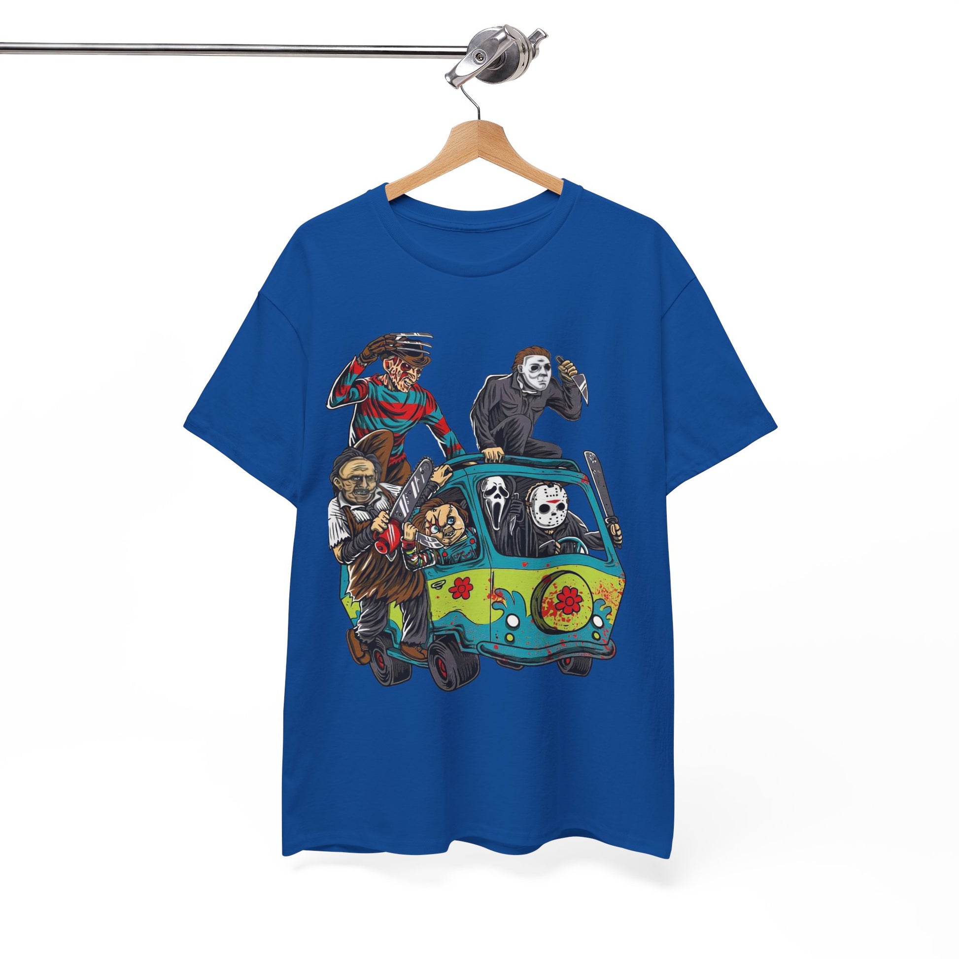 Horror Movie Character Tee, Fun Graphic T-Shirt, Unisex Cotton Shirt, Halloween Apparel, Scary Movie Fans Gift