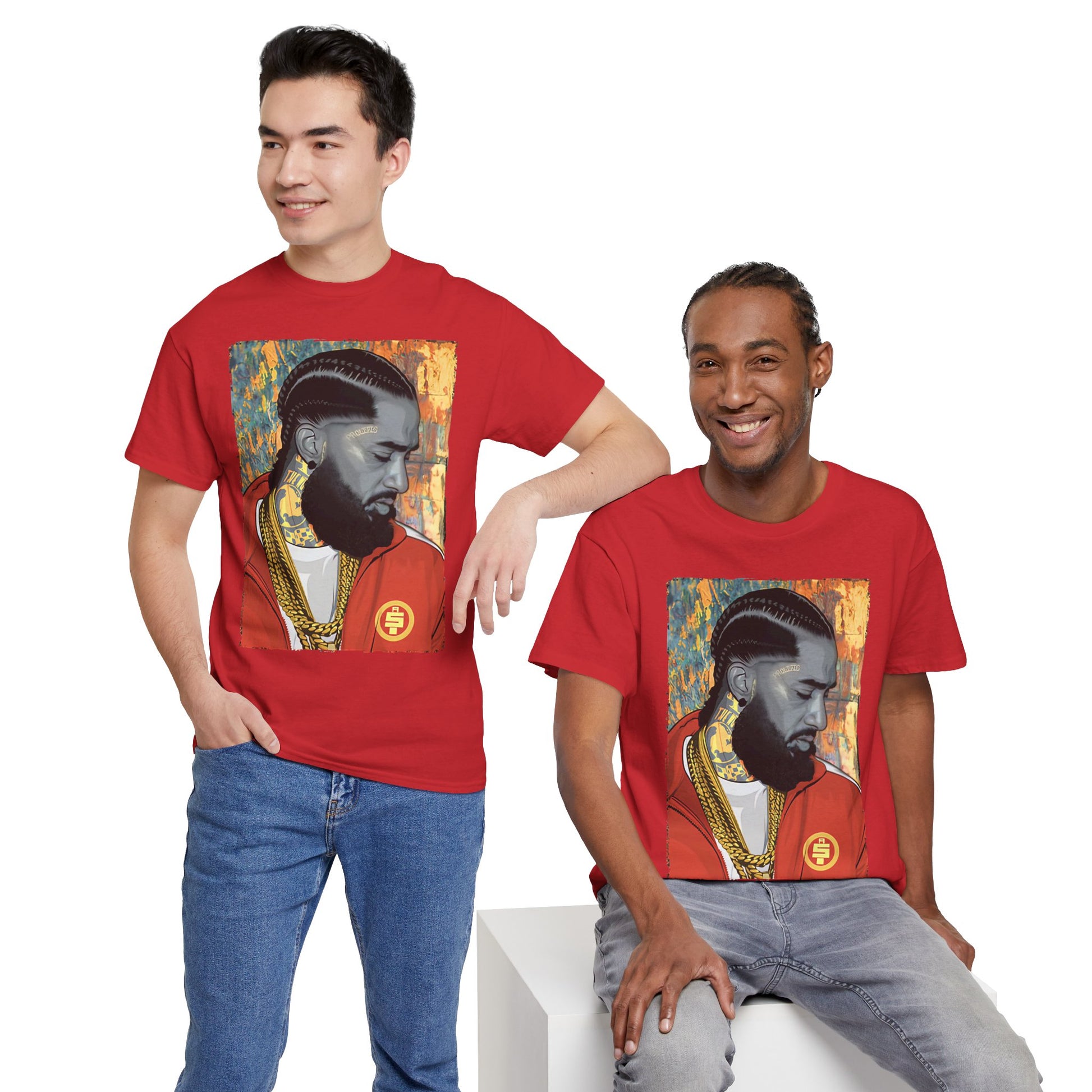 Nipsey Hussle Nostalgic Tribute Tee: Unisex Heavy Cotton Tee with Artistic Graphic, Streetwear Style, Hip Hop Apparel, Gift for Fans, Music Lover Tee