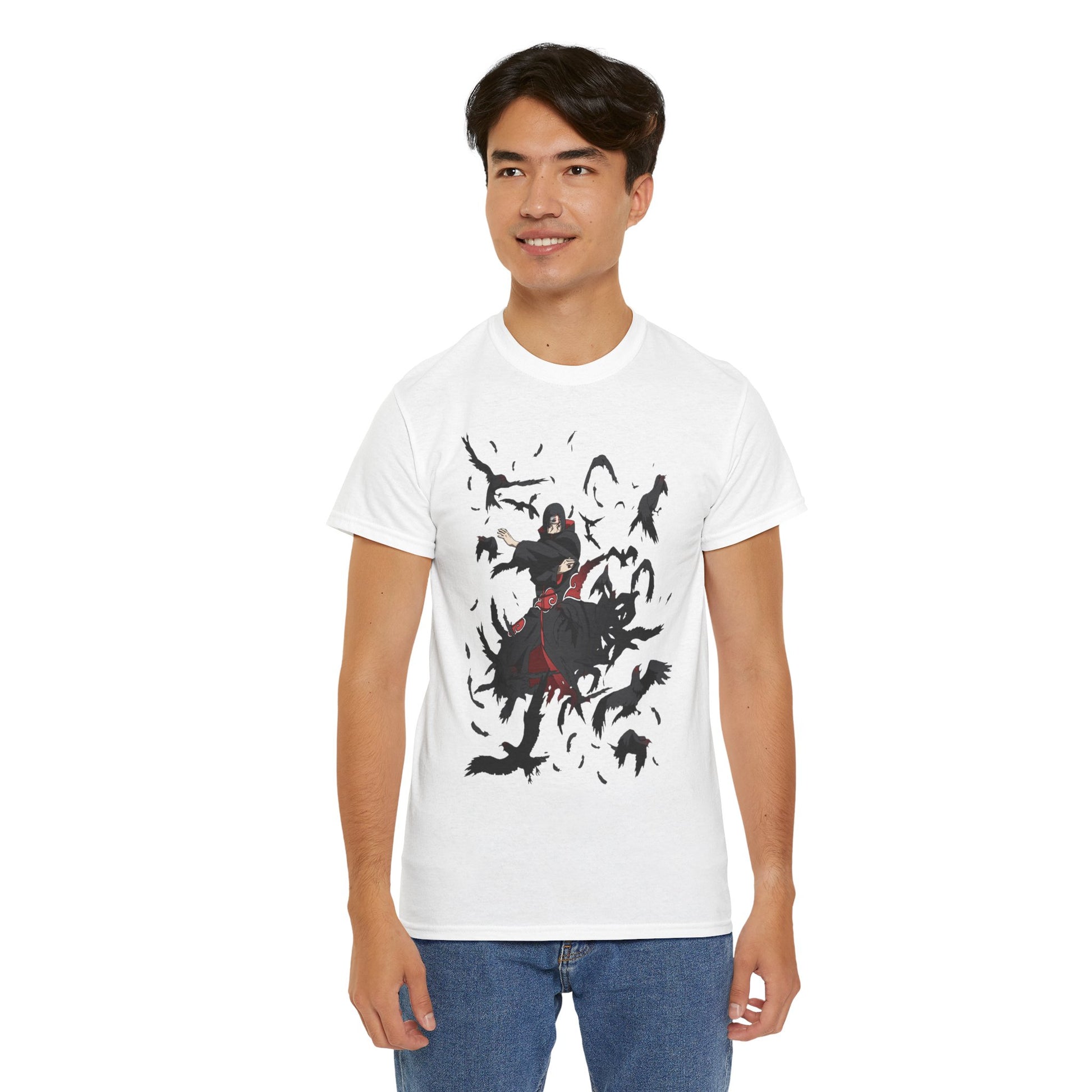 Mystical Raven Unisex Heavy Cotton Tee, Graphic Tee, Bird Lover Gift, Casual Wear, Halloween or Gothic Style Shirt, Unique Art Apparel