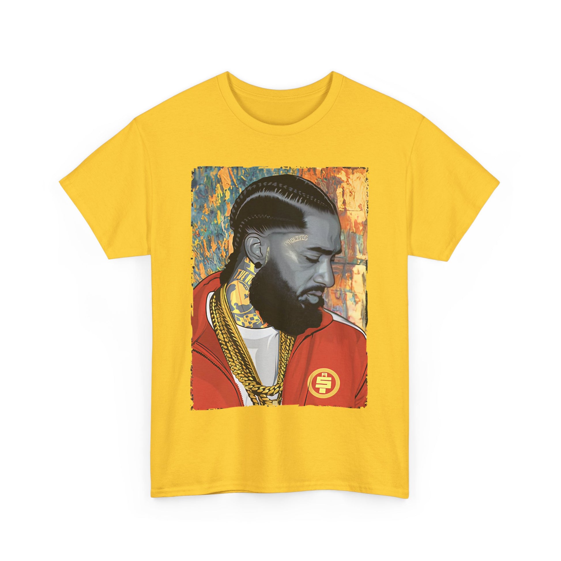 Nipsey Hussle Nostalgic Tribute Tee: Unisex Heavy Cotton Tee with Artistic Graphic, Streetwear Style, Hip Hop Apparel, Gift for Fans, Music Lover Tee