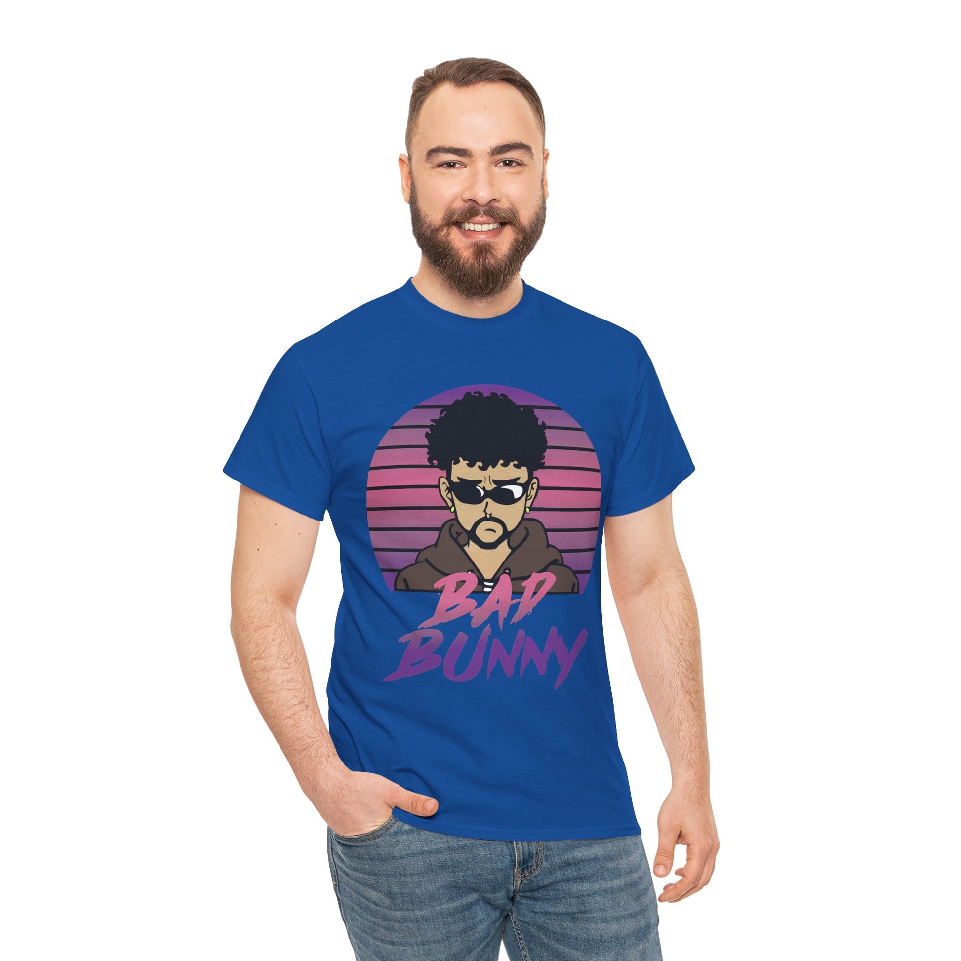 Cool BadBunny Unisex Heavy Cotton Tee, Casual Streetwear, Concert Merch, Gift for Fans, Music Lover Apparel