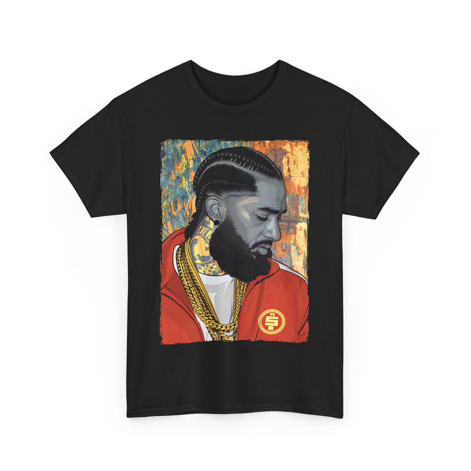 Nipsey Hussle Nostalgic Tribute Tee: Unisex Heavy Cotton Tee with Artistic Graphic, Streetwear Style, Hip Hop Apparel, Gift for Fans, Music Lover Tee