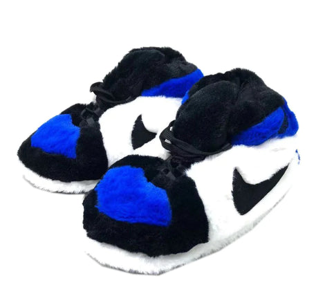 Unisex Sneaker-Style Plush Home Slippers – Royal Blue (One Size Fits 6–11)