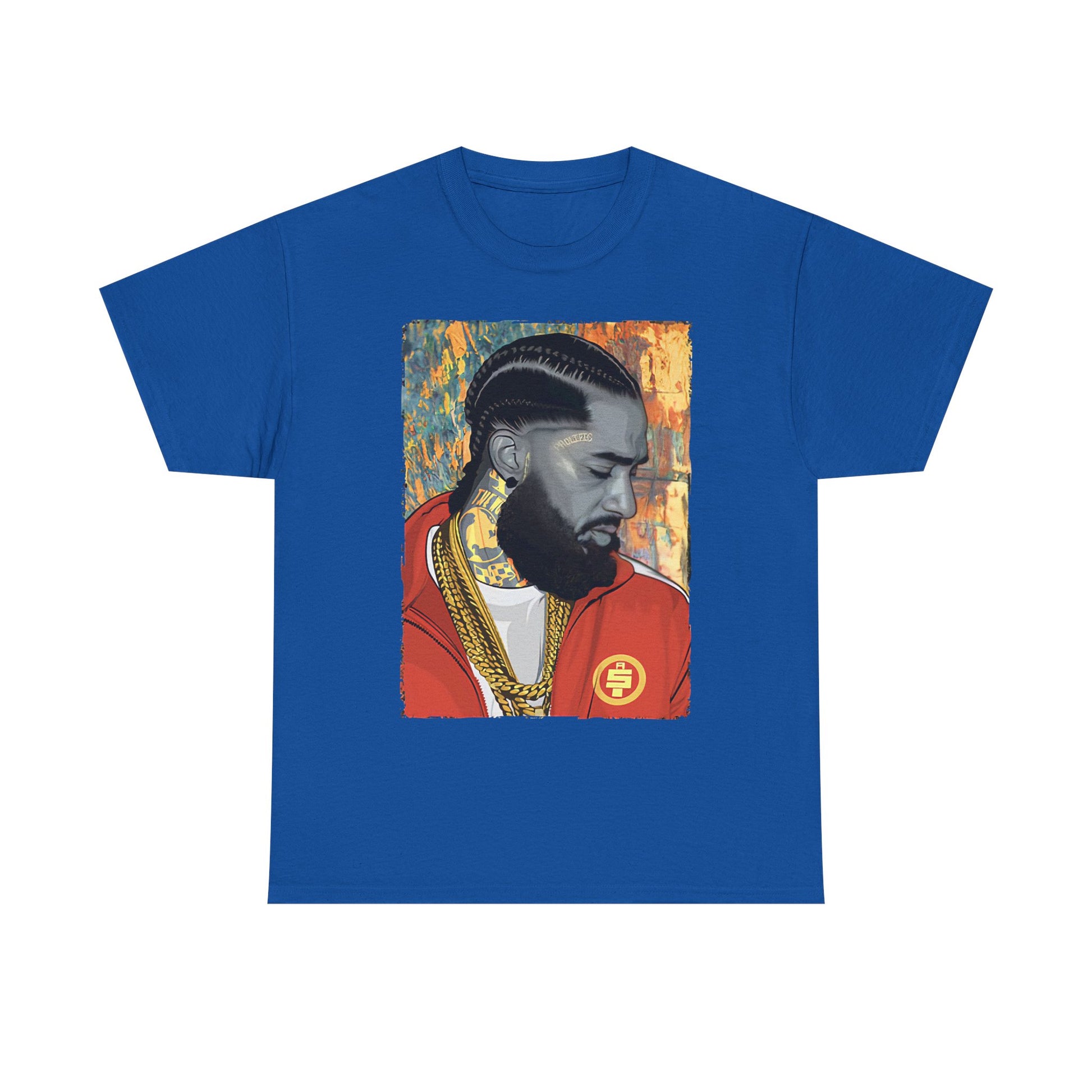 Nipsey Hussle Nostalgic Tribute Tee: Unisex Heavy Cotton Tee with Artistic Graphic, Streetwear Style, Hip Hop Apparel, Gift for Fans, Music Lover Tee