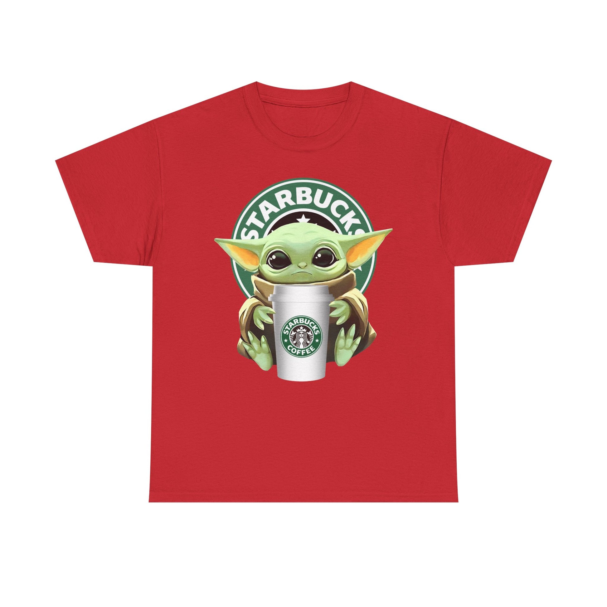 Cute Baby Yoda-Inspired Unisex Tee, Star Wars Shirt, Coffee Lover Gift, Geeky Apparel, Everyday Comfort Tee