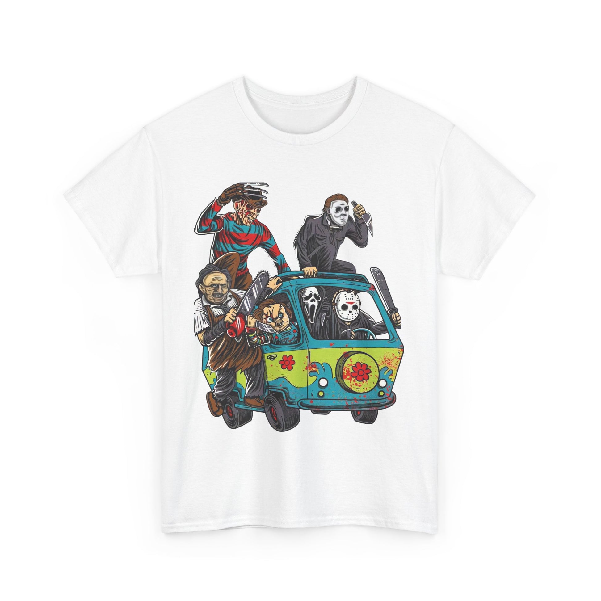 Horror Movie Character Tee, Fun Graphic T-Shirt, Unisex Cotton Shirt, Halloween Apparel, Scary Movie Fans Gift