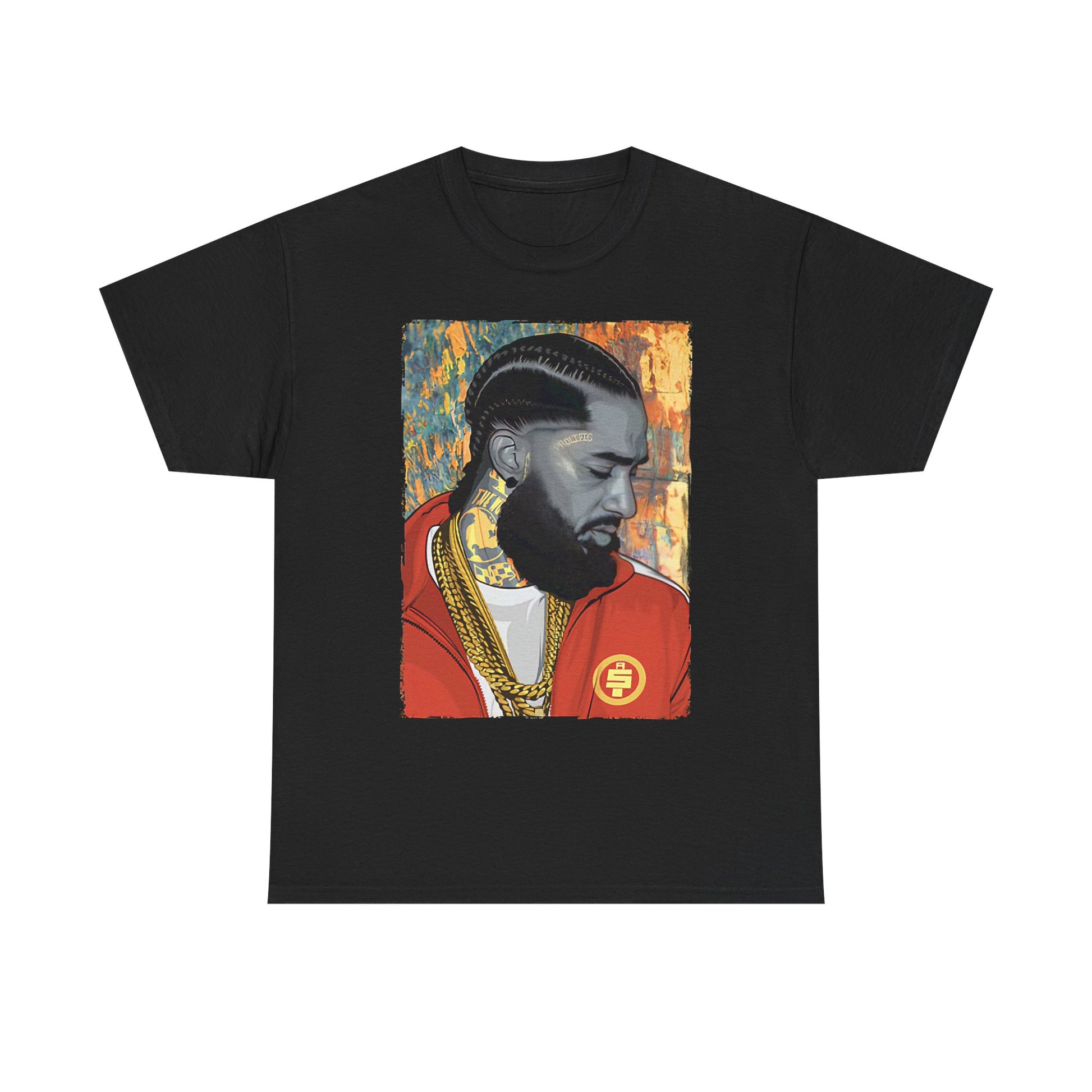 Nipsey Hussle Nostalgic Tribute Tee: Unisex Heavy Cotton Tee with Artistic Graphic, Streetwear Style, Hip Hop Apparel, Gift for Fans, Music Lover Tee