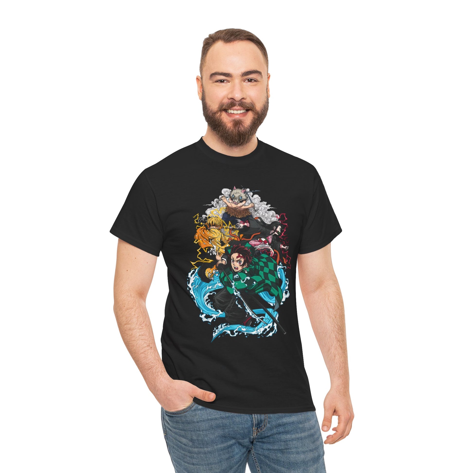 Demon Slayer Unisex Heavy Cotton Tee, Graphic Tee for Fans, Anime Merch, Unisex Shirt, Cosplay Outfit, Casual Wear