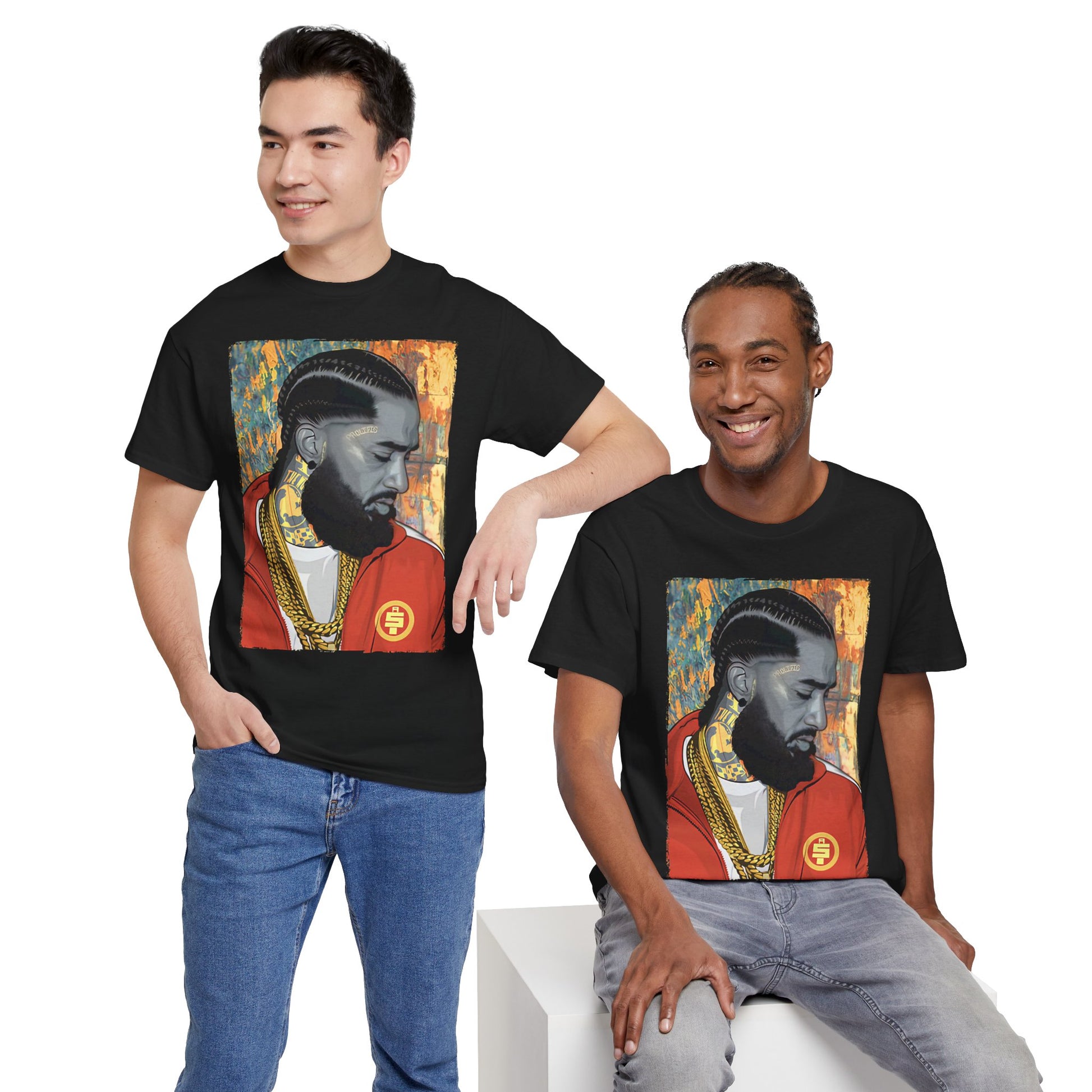 Nipsey Hussle Nostalgic Tribute Tee: Unisex Heavy Cotton Tee with Artistic Graphic, Streetwear Style, Hip Hop Apparel, Gift for Fans, Music Lover Tee
