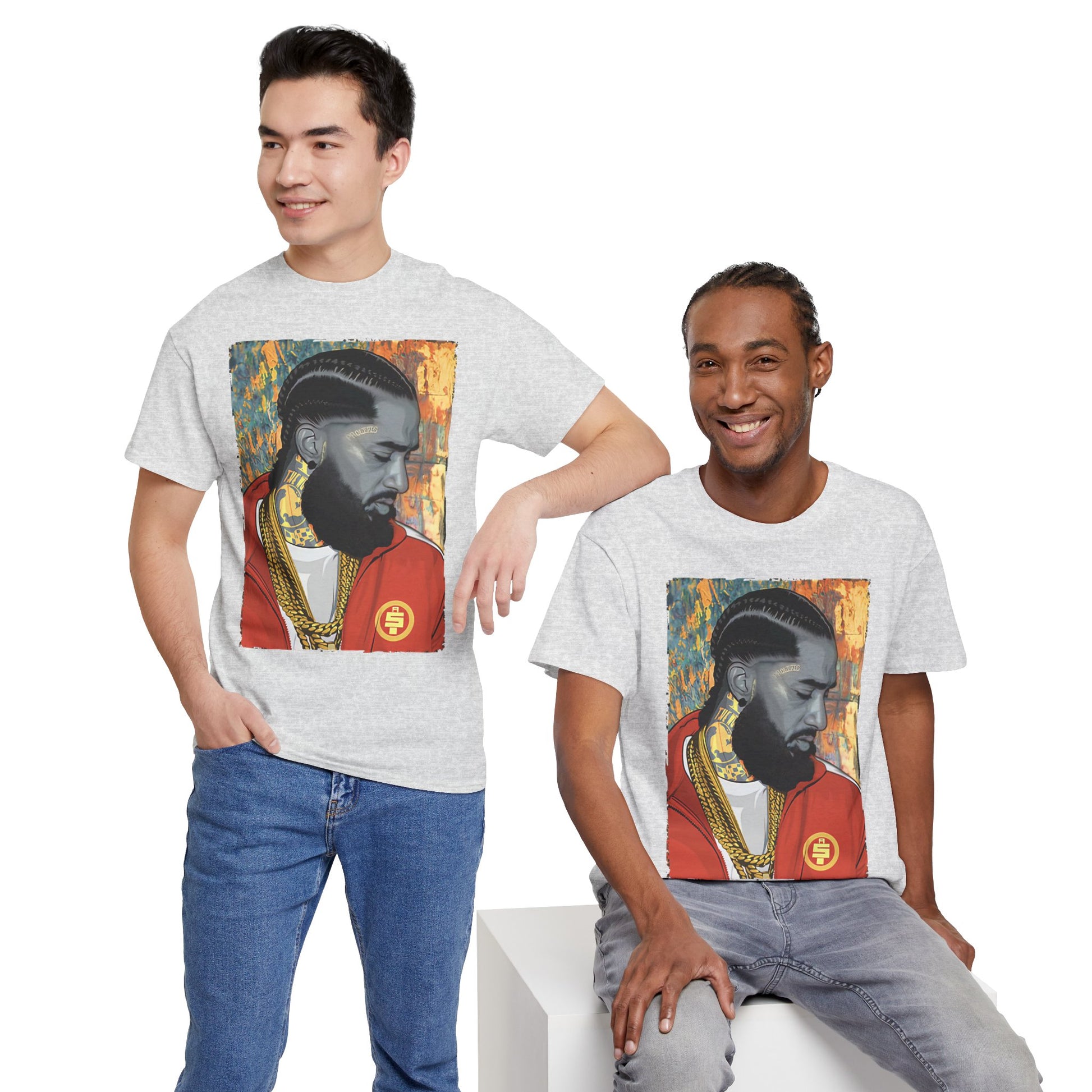 Nipsey Hussle Nostalgic Tribute Tee: Unisex Heavy Cotton Tee with Artistic Graphic, Streetwear Style, Hip Hop Apparel, Gift for Fans, Music Lover Tee