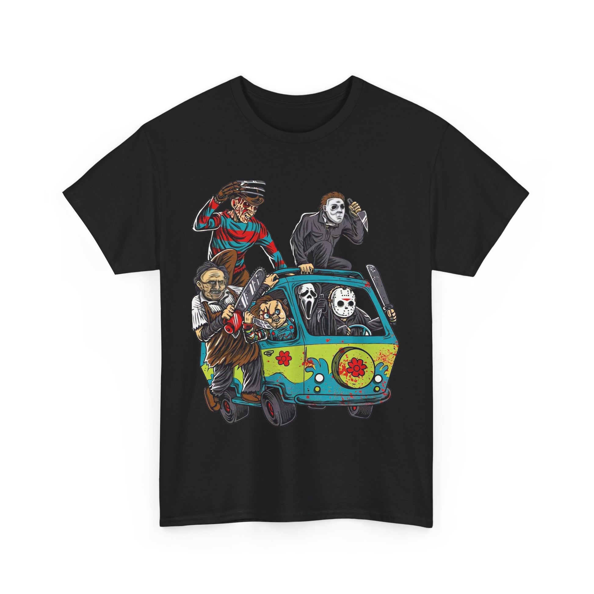 Horror Movie Character Tee, Fun Graphic T-Shirt, Unisex Cotton Shirt, Halloween Apparel, Scary Movie Fans Gift