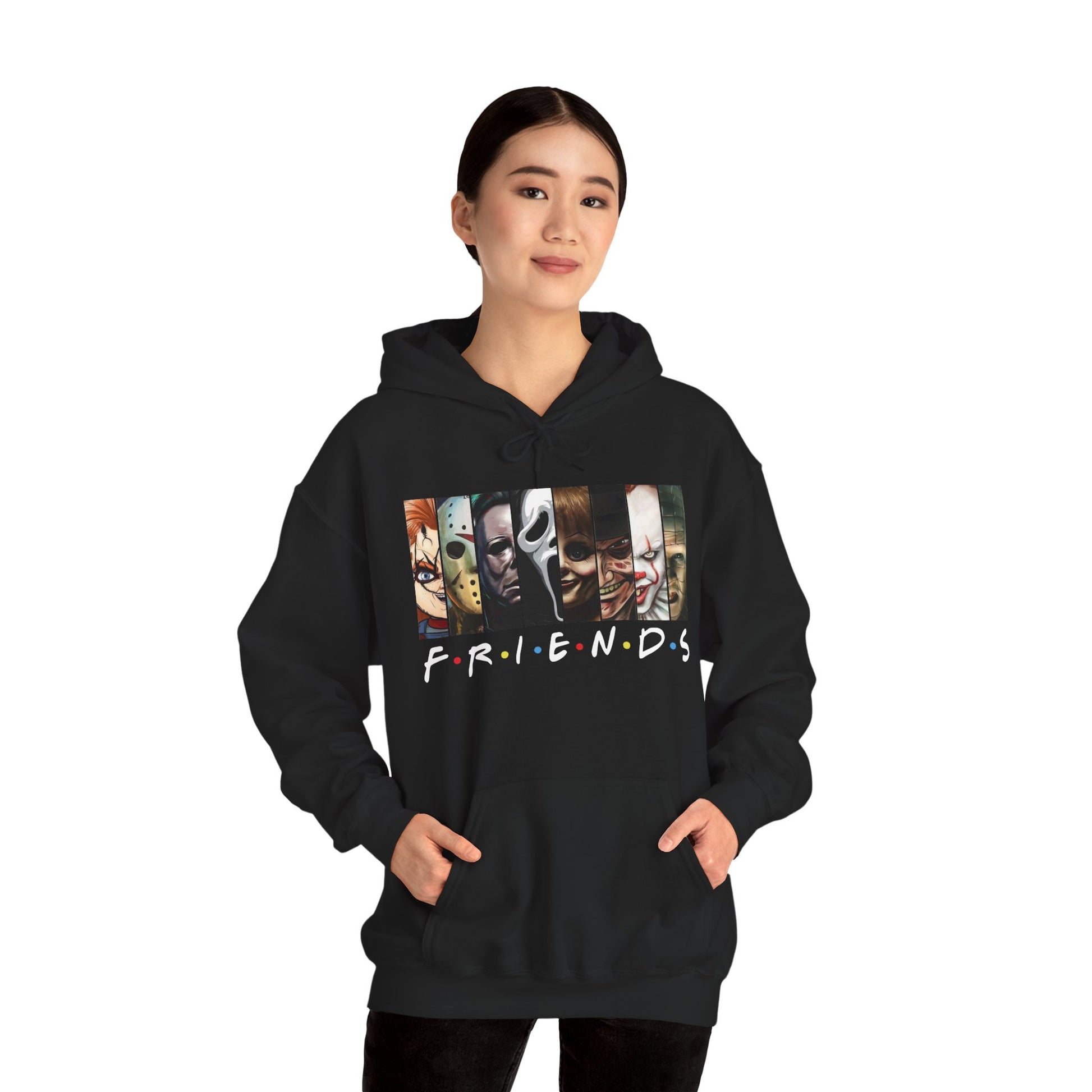 Halloween Friends Hoodie Featuring Iconic Friends Motif, Perfect for Casual Outings, Fall/Winter Wear, Gift for TV Show Lovers, Cozy Comfort