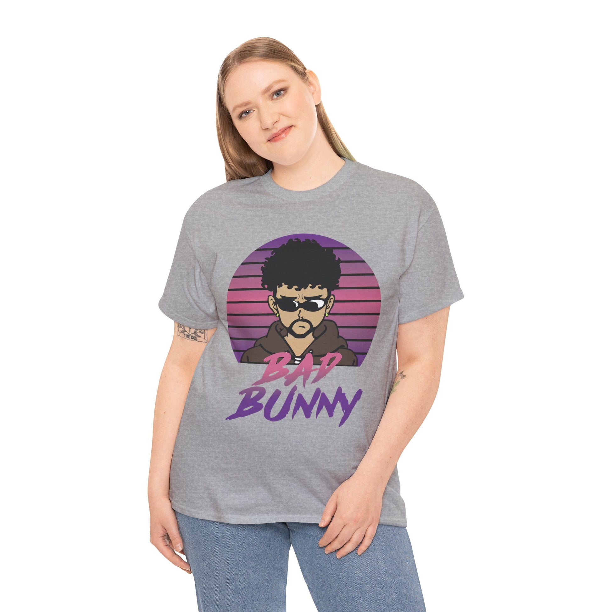 Cool BadBunny Unisex Heavy Cotton Tee, Casual Streetwear, Concert Merch, Gift for Fans, Music Lover Apparel